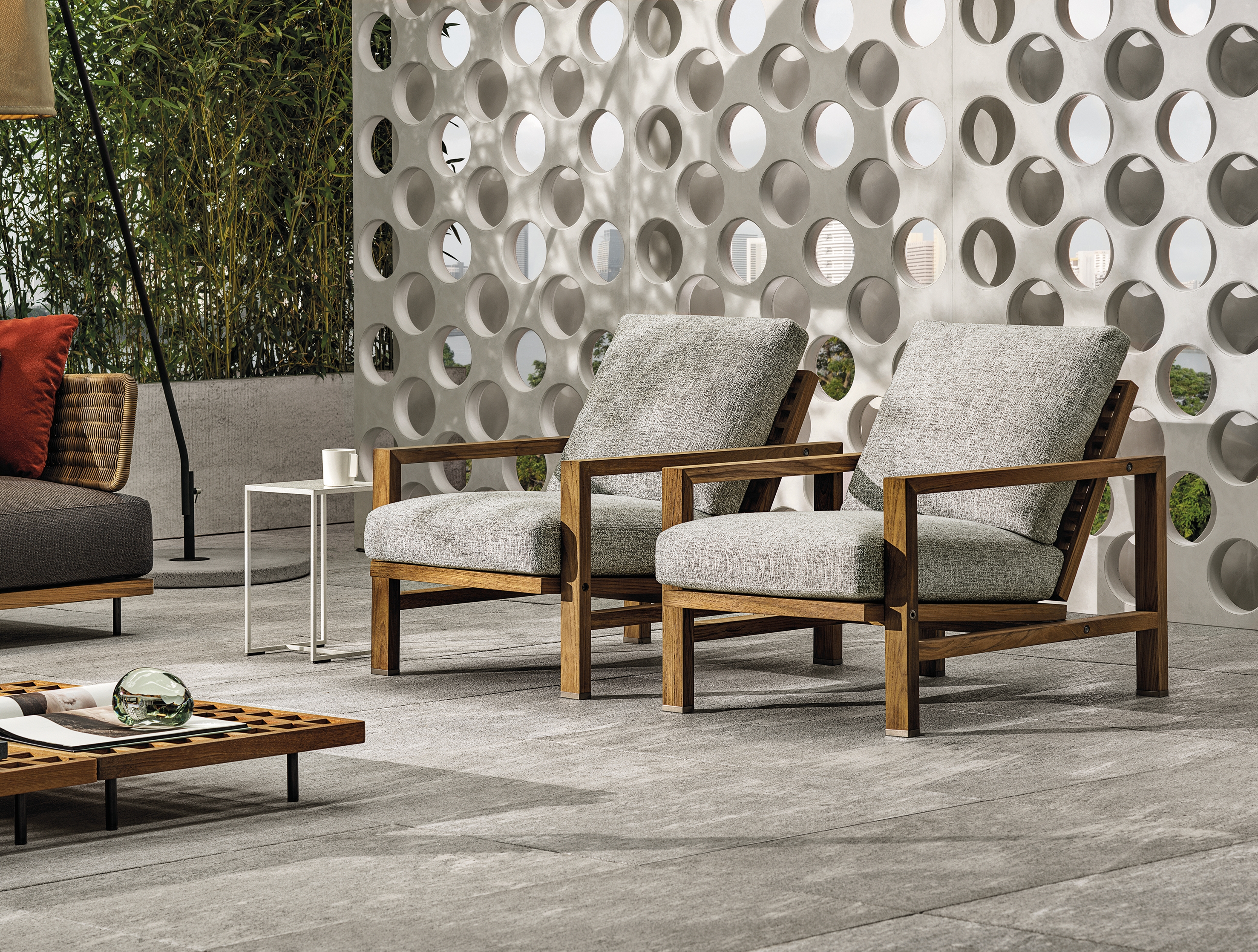 The generously proportioned, modular Quadrado seating system is designed by Brazilian architect Marcio Kogan / studio mk27, and takes inspiration from the Japanese Metabolist architecture of the Fifties and the Sixties