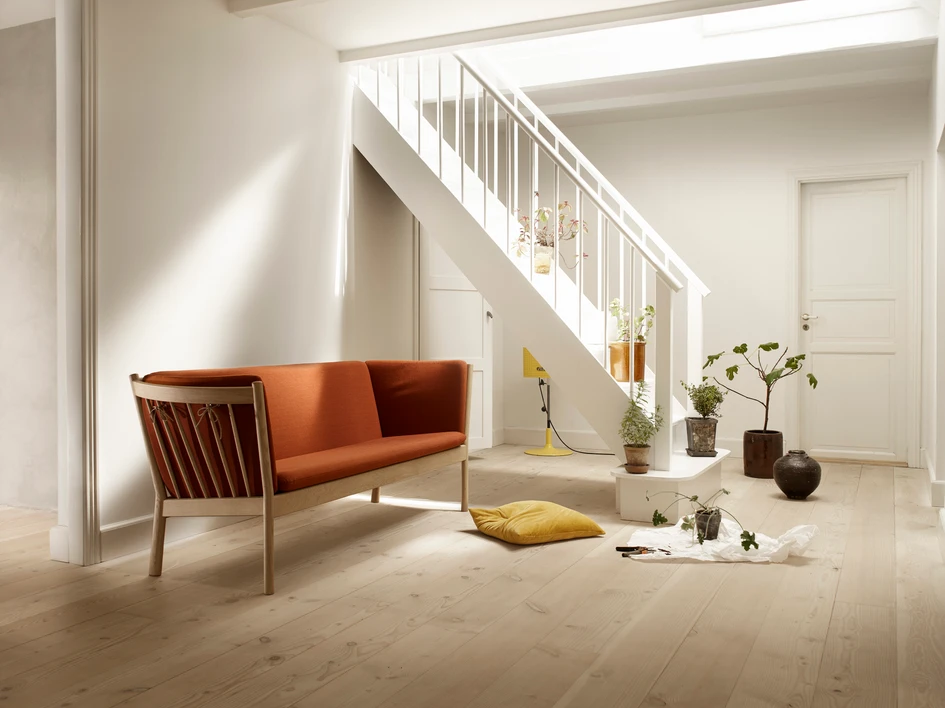 Remixed: Resurrecting mid-century designs involved FDB Møbler making revisions to proportions and palettes to suit today’s consumer, while retaining the utilitarian beauty and craftsmanship of the originals. Pictured: the J48 dining chair and J149 sofa