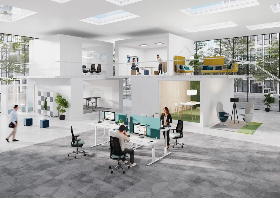 Design in dialogue: The clear, elegant form of the office chair in combination with a well thought-out office environment contributes a great deal to making people feel comfortable at work 