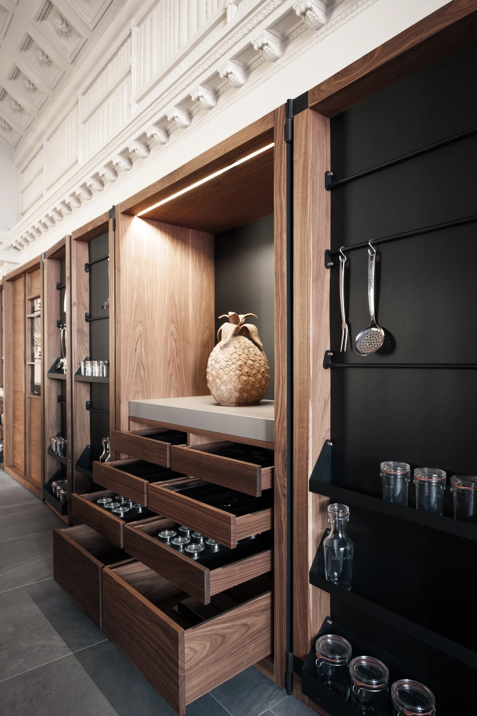 SCIC’s Canossa kitchen fuses an eclectic layering of materials, fine Italian craftsmanship and practical elements for modern living