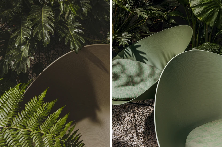 In den Versionen mit unbespannter Kunststoffschale oder mit losem Sitzpolster eignet sich Adell auch für Szenarien mit stärkerer Beanspruchung. Fotos © Salva Lopez