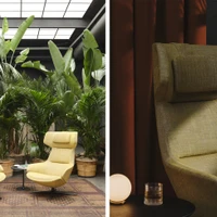 Jean-Marie Massaud über Aston Club (Video oben, Creative und Art Direction Shado). Der Sessel ist in vielen hochwertigen Bezugsstoffen erhältlich, die sich für zeitgenössische und klassische Innenräume eignen. Fotos © Frederik Vercruysse und Salva Lopez