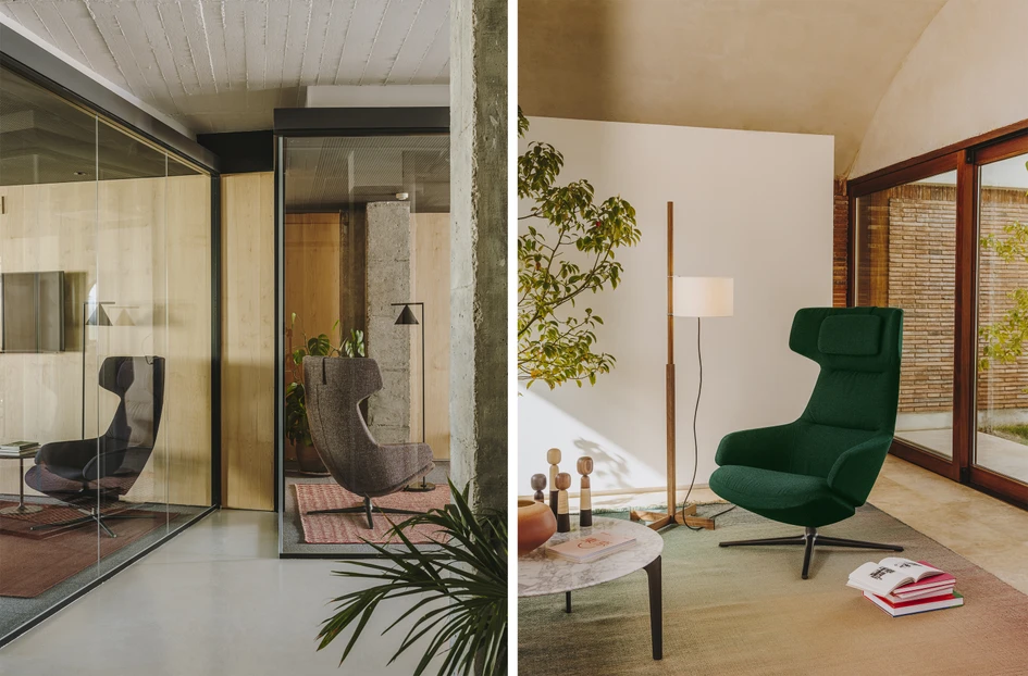 Aston Club mag mächtig wirken, entscheidend für sein Design ist aber Nachhaltigkeit – die Innenteile sind aus recyceltem Kunststoff. Fotos mit freundlicher Genehmigung von Arper