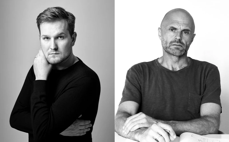 Designer des Jahres 2019 Sebastian Herker (links) und Robin Rizzini, Chefdesigner des Mailänder Studios Metrica, kombinieren in ihrer ersten Zusammenarbeit mit Pedrali ihr kreatives Talent mit der Problemlösungskompetenz der Premium-Möbelmarke