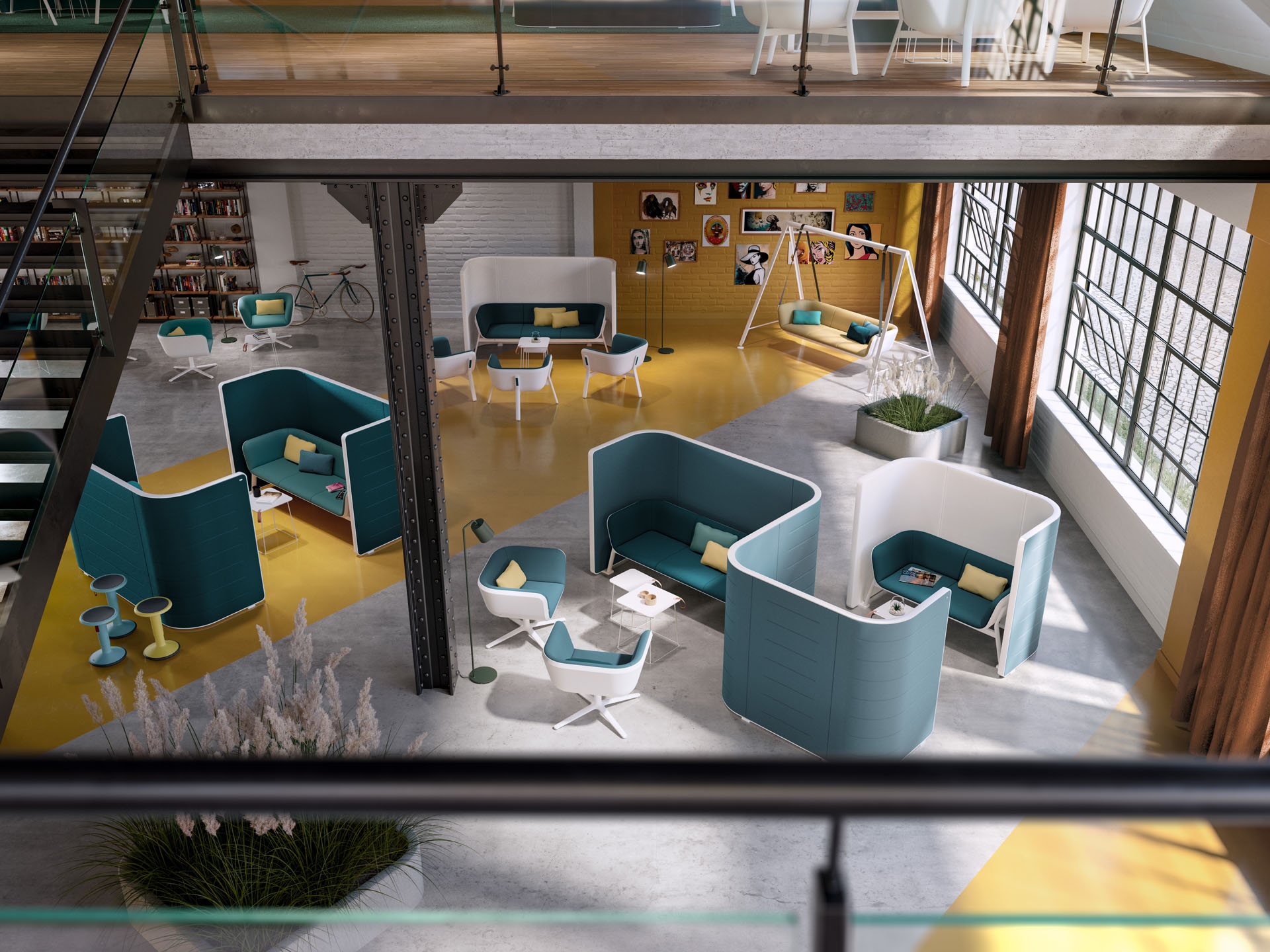 Office or café? Interstuhl's flexible HUB system opens up new possibilities for the work space, turning a simple coffee break into a little holiday