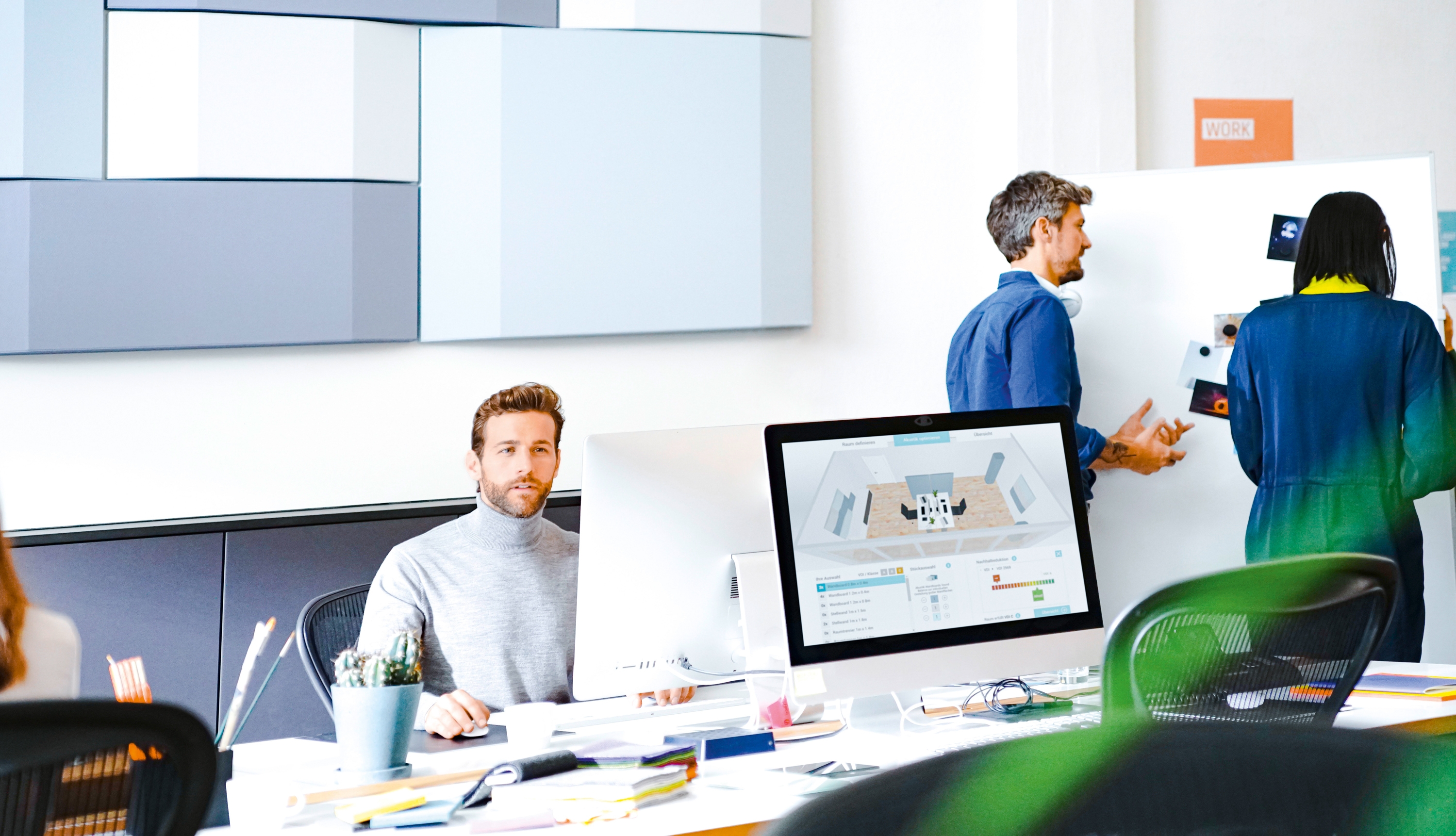 Often underestimated: noise affects both productivity and the health of employees. SIGEL’s Sound Balance acoustic elements, which can be easily integrated into existing office interiors, provide a remedy