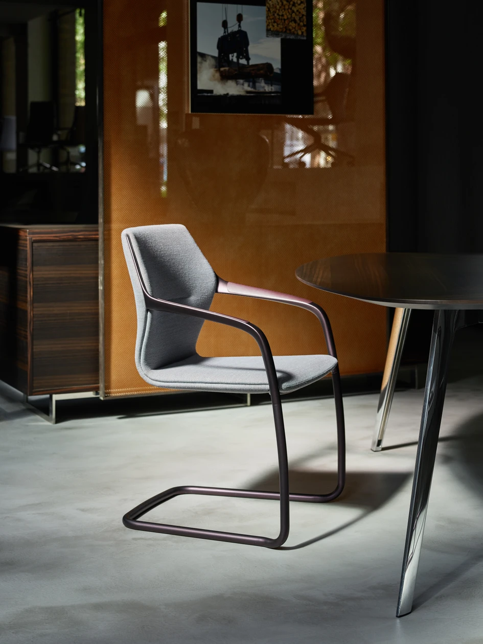 Wer sagt eigentlich, dass Stühle immer vier Beine brauchen? Der Freischwinger ray setzt neue Massstäbe in Sachen Ergonomie. Und das wie aus einem Guss und in den unterschiedlichsten Anmutungen