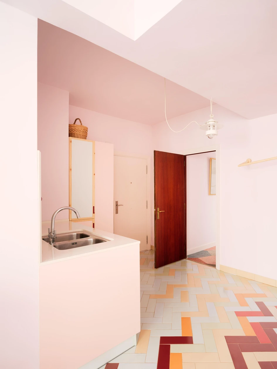AZAB's playful exercise in colour blocking in the Mixtape Apartment was achieved on a tight budget and created minimal building waste. Photos: Luis Díaz Díaz