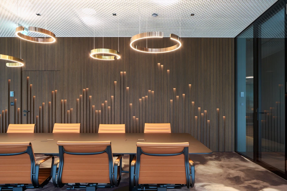 In addition to its function as a space for visiting clients and architects, the Schindler Sky Lounge also plays host to internal board meetings