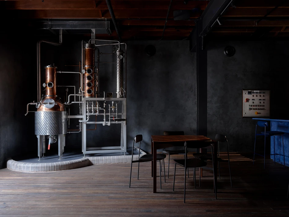 Containing a sequence of spaces such as a bar, a shop and a distillery, Sydney's Four Pillars Laboratory by YSG studio is an adaptive reuse project that relies on a subdued material palette. Photos: Anson Smart