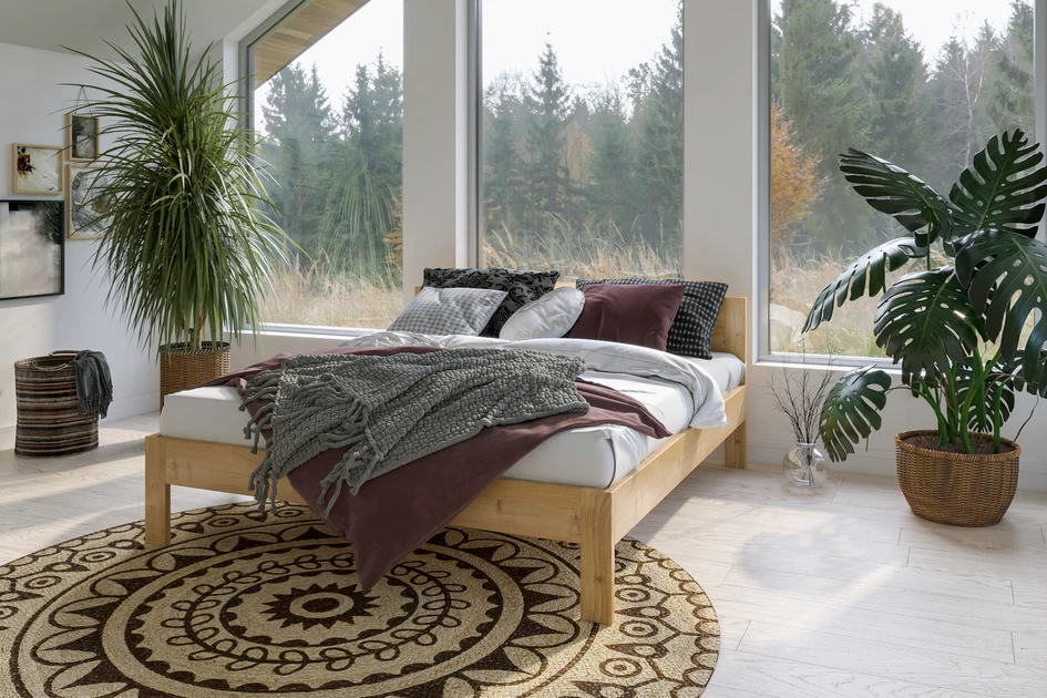 Simple and comfortable: The Comfort bed frame is made of solid wood, treated with beeswax and metal-free