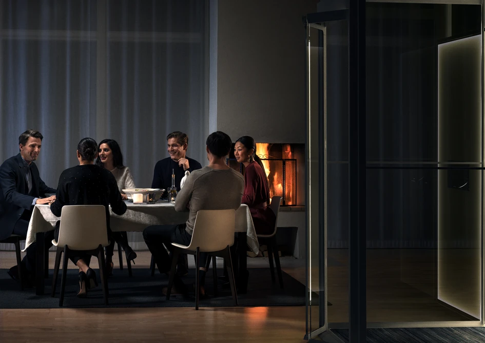 With a small footprint and simple installation, the Aritco HomeLift can be placed almost anywhere in the home. Whether that’s replacing unused storage or out in the open as an audacious centrepiece. Courtesy of Aritco. Photographer: Erik Undéhn
