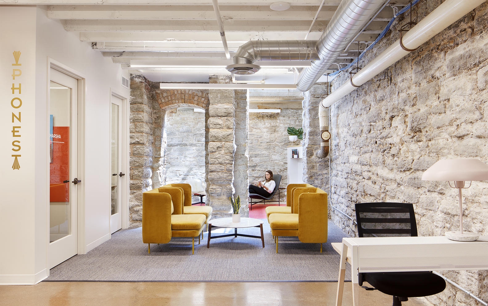 The Coven Co-working space for Women, designed by Studio BV, offers a bright, inclusive vision of an office as an analogue meeting hub. Photos: Corey Gaffer Photography