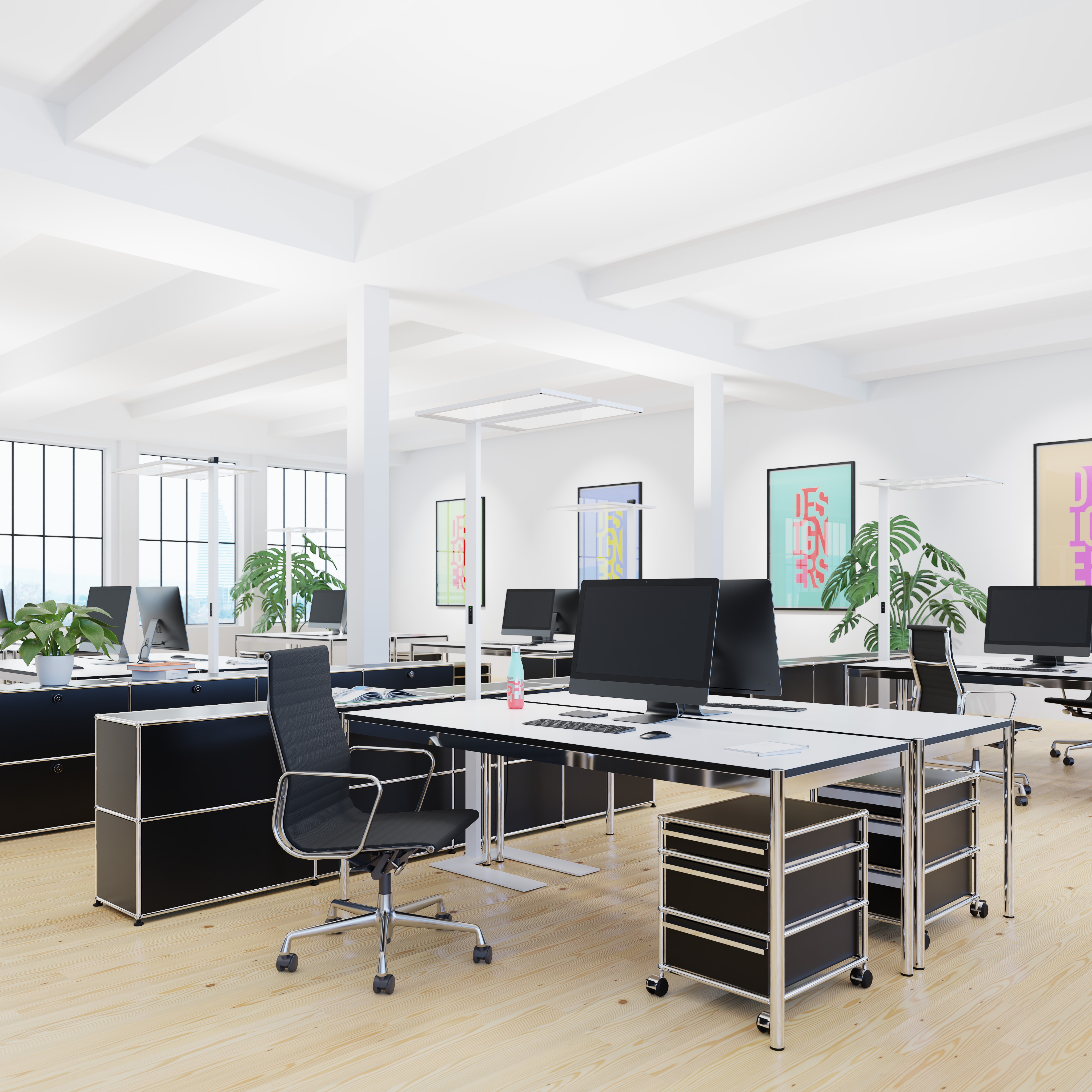 Thanks to double asymmetrical light distribution, LIGHTPAD provides uniform, reflection-free illumination in all conceivable workplace constellations