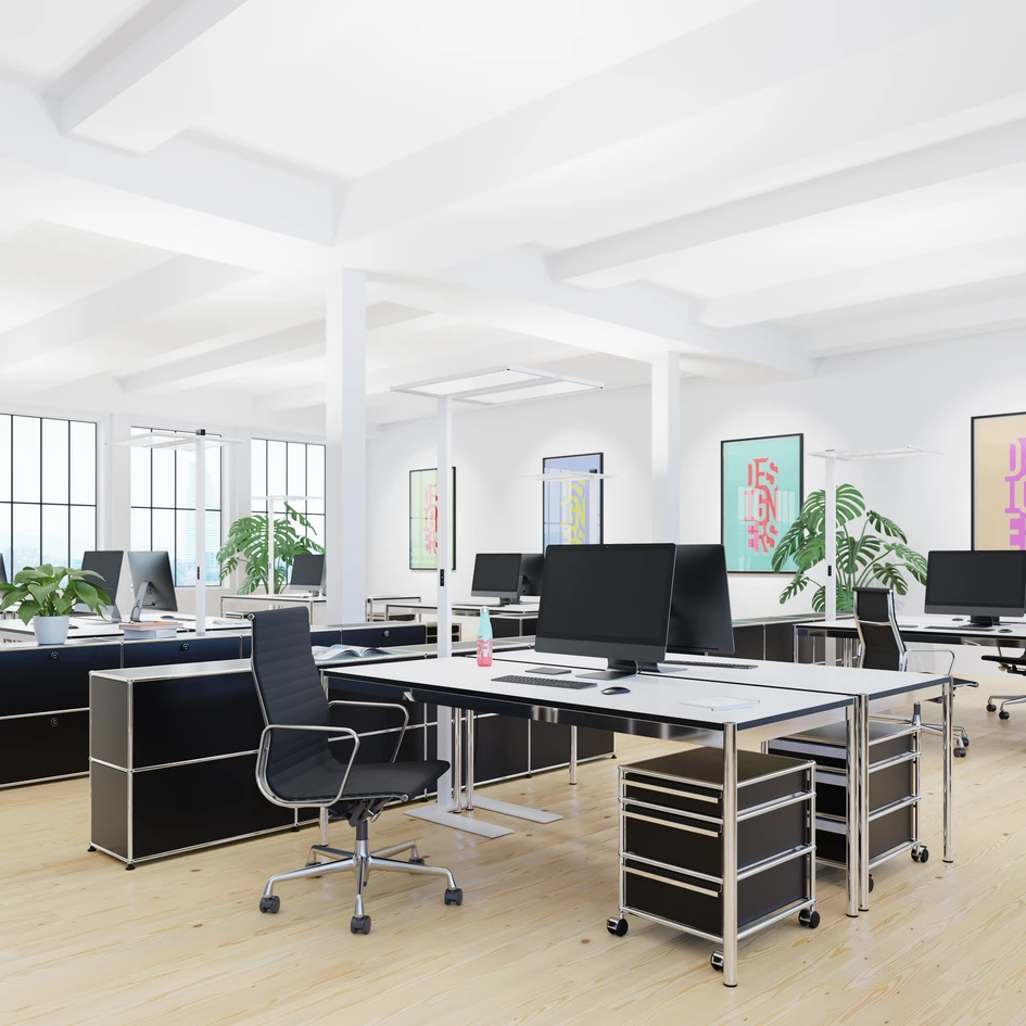 Thanks to double asymmetrical light distribution, LIGHTPAD provides uniform, reflection-free illumination in all conceivable workplace constellations
