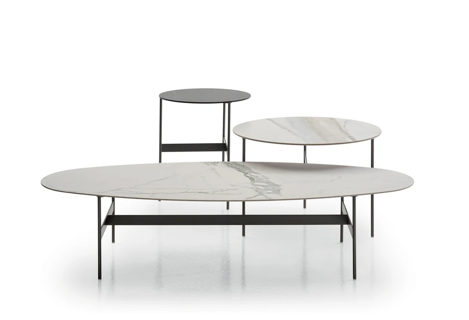 B&B Italia’s Eda-Mame sofa (above) and Formiche table series (below), designed by Piero Lissoni