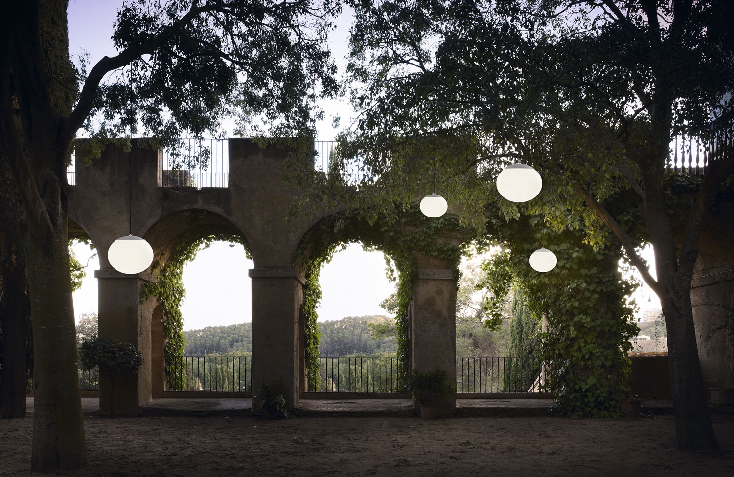 Bover’s Outdoor Collection is designed to softly illuminate and complement natural settings, as here with The Atticus (top), the Cornet (middle) and the Elipse Outdoor (below)