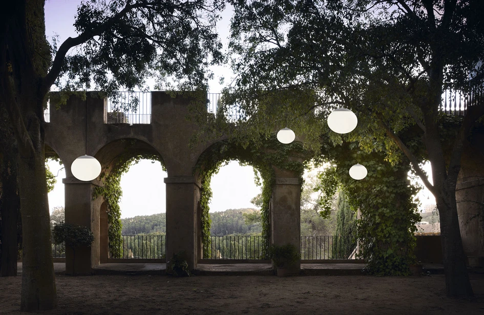 Bover’s Outdoor Collection is designed to softly illuminate and complement natural settings, as here with The Atticus (top), the Cornet (middle) and the Elipse Outdoor (below)