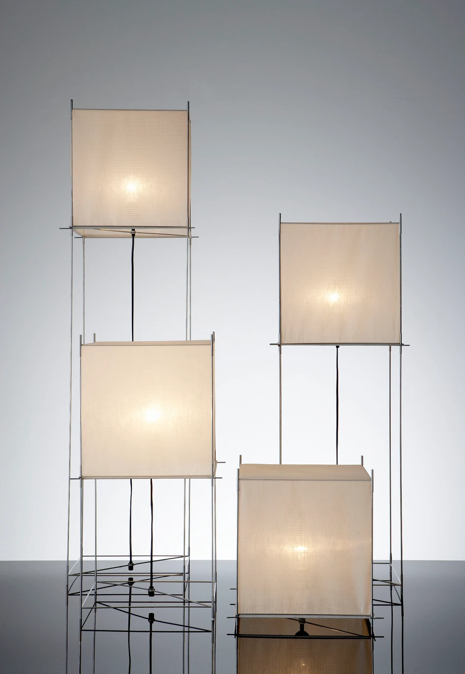 The Lotek family of table and floor lamps sits at a range of heights, each looking just as stable and comfortably self-assured as the rest. The metal legs of Lotek are supplied in four different heights, so the height of the lamp can be altered