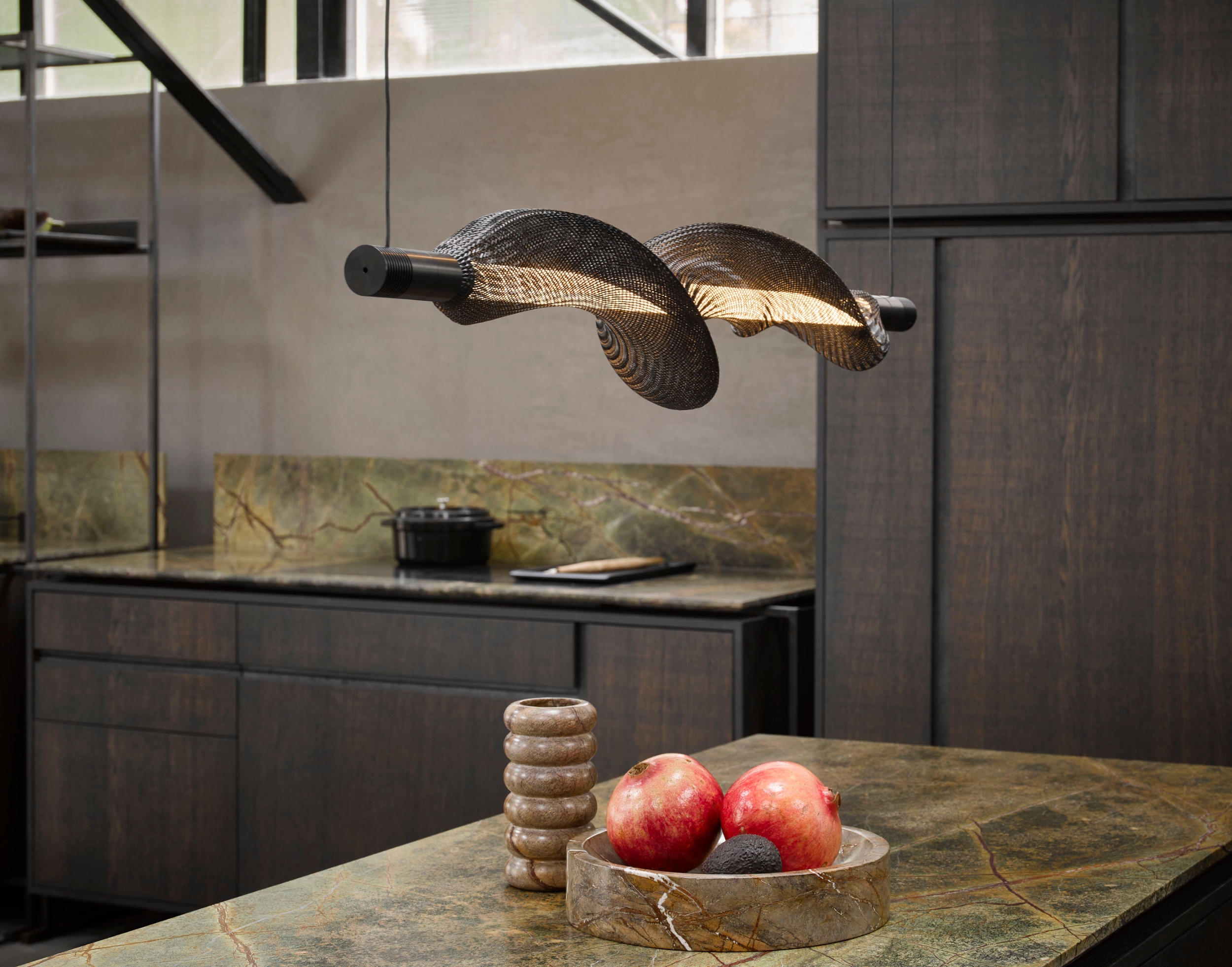 Vapour designers Iris van Daalen and Ruben Thier share a fascination with both geometric and organic shapes, with a lot of their works inspired by natural forms. Few more so than Vapour’s supple nylon sleeve, seemingly in constant movement