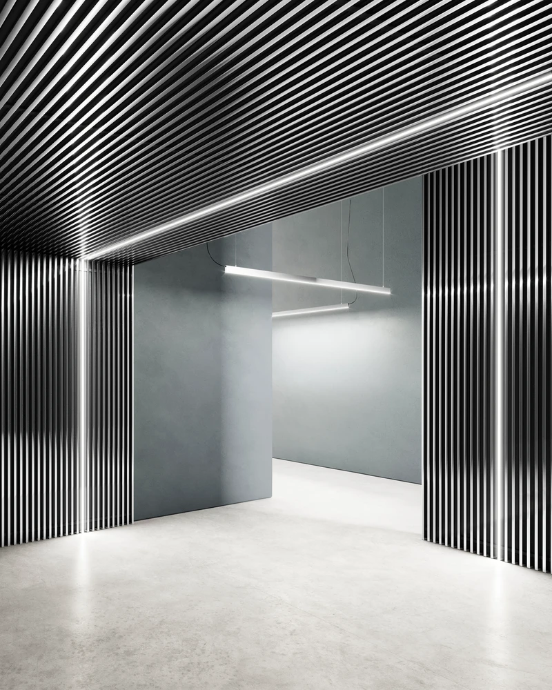 Das modulare DresswallStripes-System schafft grossflächige Verkleidungen, die ganze Wände und Decken auskleiden können