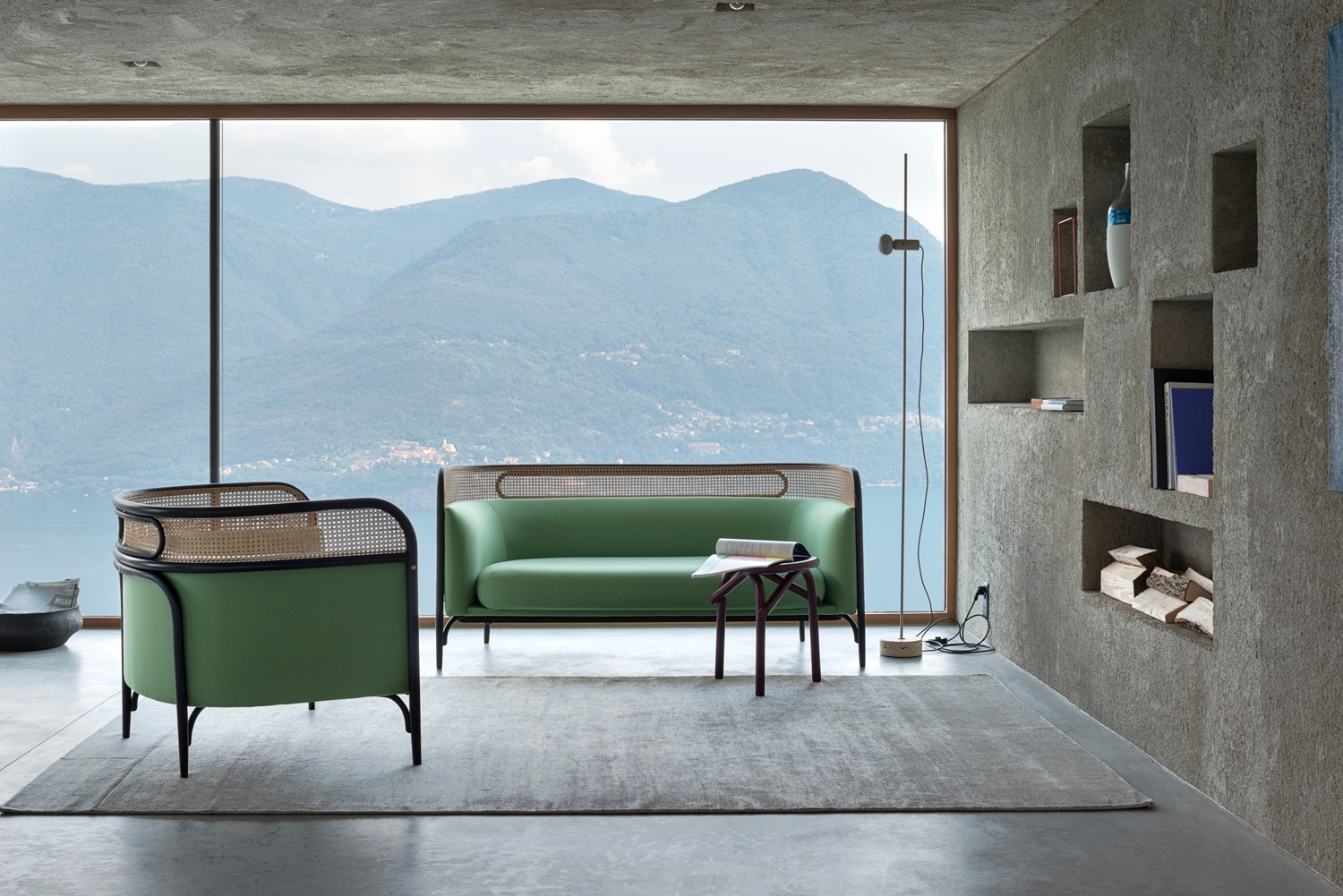 Curves meet cane in GamFratesi's timeless designs for GTV: the MOS console and the Targa sofa and armchair