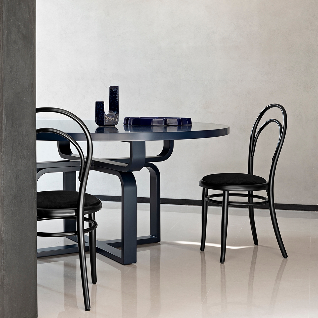 Bentwood shapes space in a range of hospitality settings. From top to bottom: the N. 18 chair and Ring dining table; the Wiener Stuhl and Porto table; and the N. 14 chair and Caryllon dining table