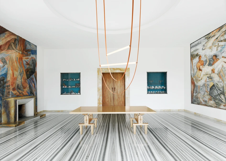 Individually, the rubber cable and ridged glass tube bear something of an industrial aesthetic, but they come together to express something more poetic and sit comfortably in interiors old and new