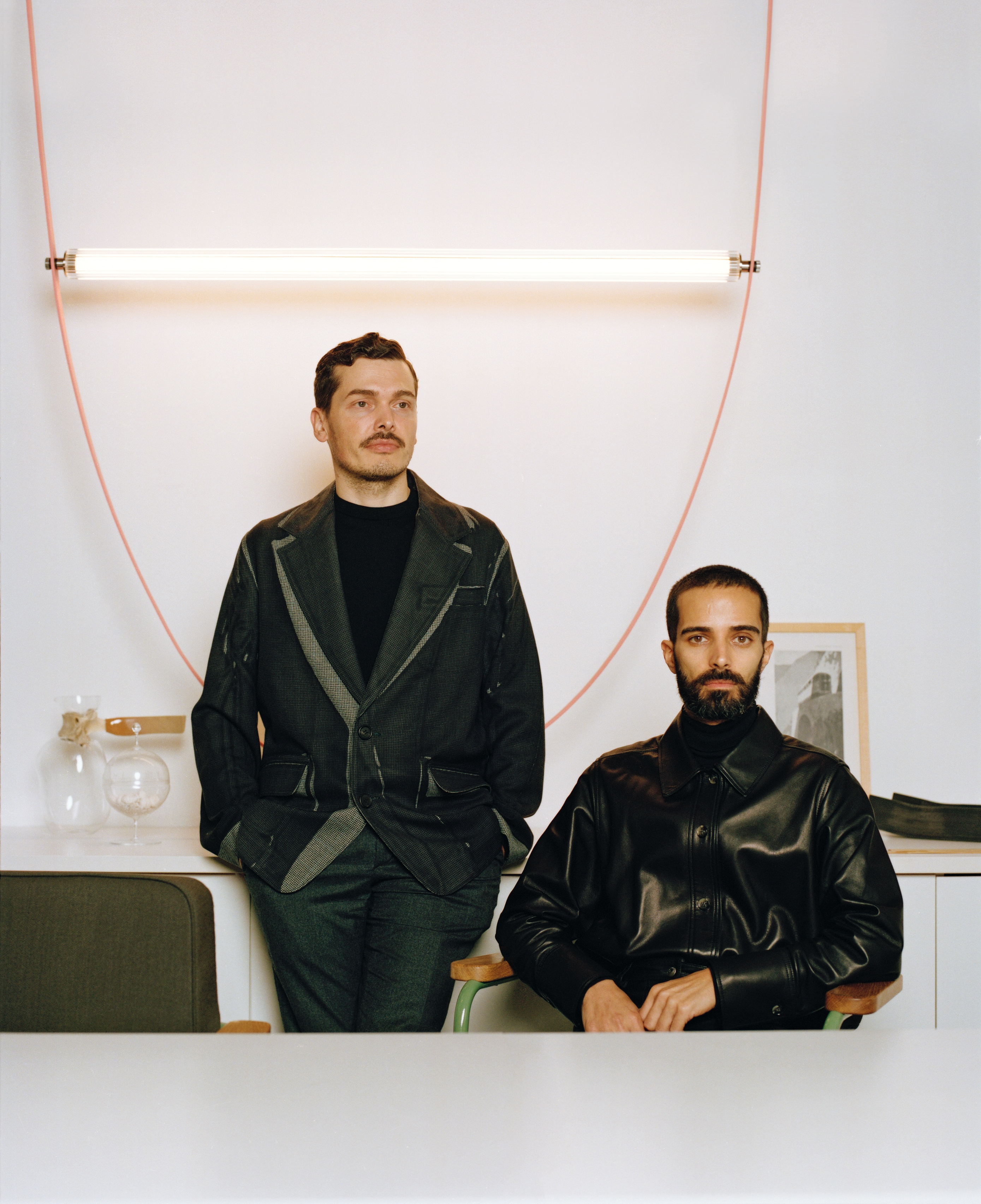 Designers Andrea Trimarchi and Simone Farresin who make up the Amsterdam-based studio Formafantasma are behind the design of WireLine – their second lighting piece for Flos