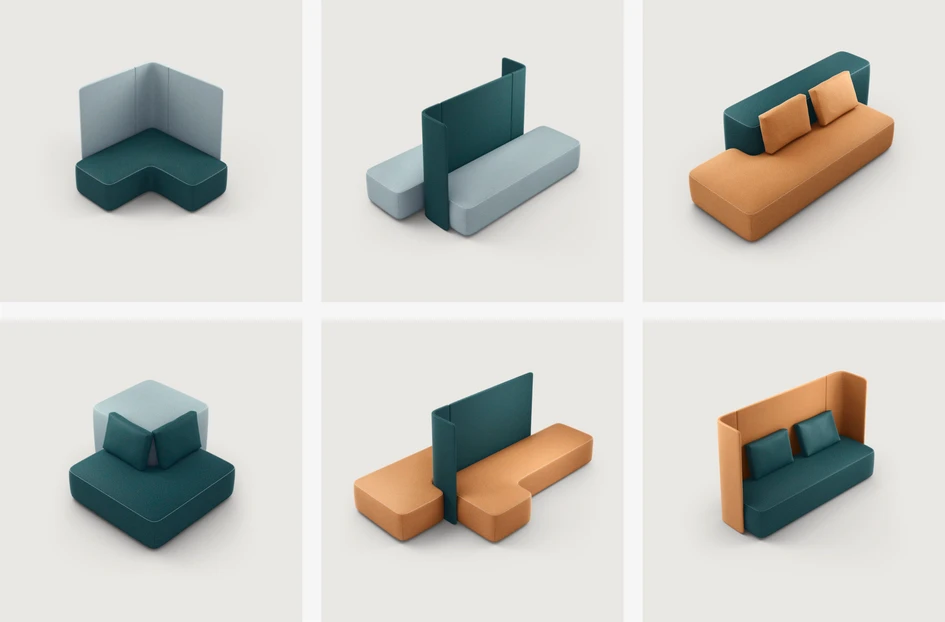 An infinite number of combinations: pads elements open up spaces for communication or for providing more intimacy