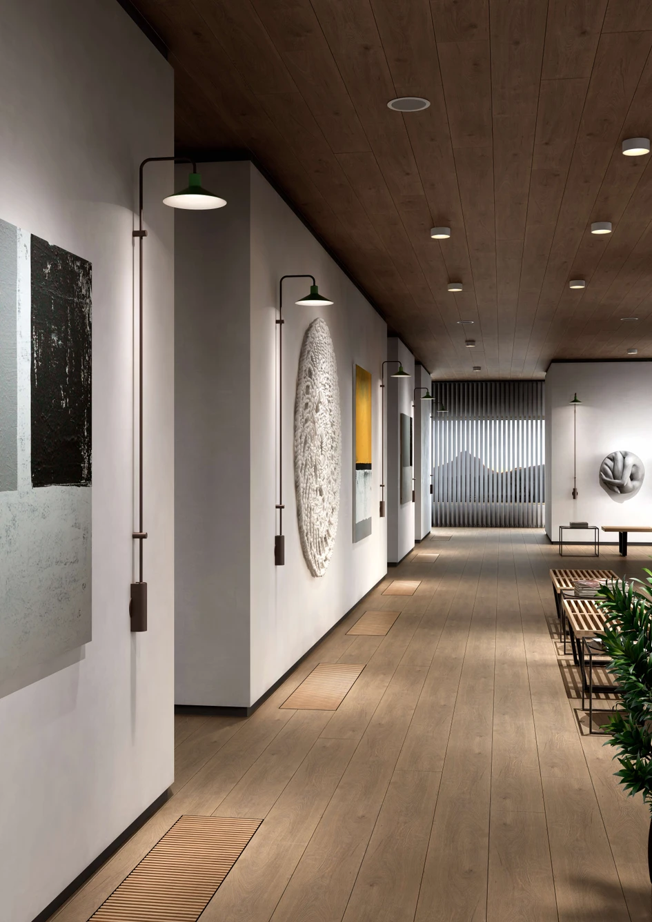 Inspiriert von industriellen Wandleuchten mit freiliegenden Glühbirnen, ist die Form von Platet aus emailliertem Metall schlicht und nostalgisch