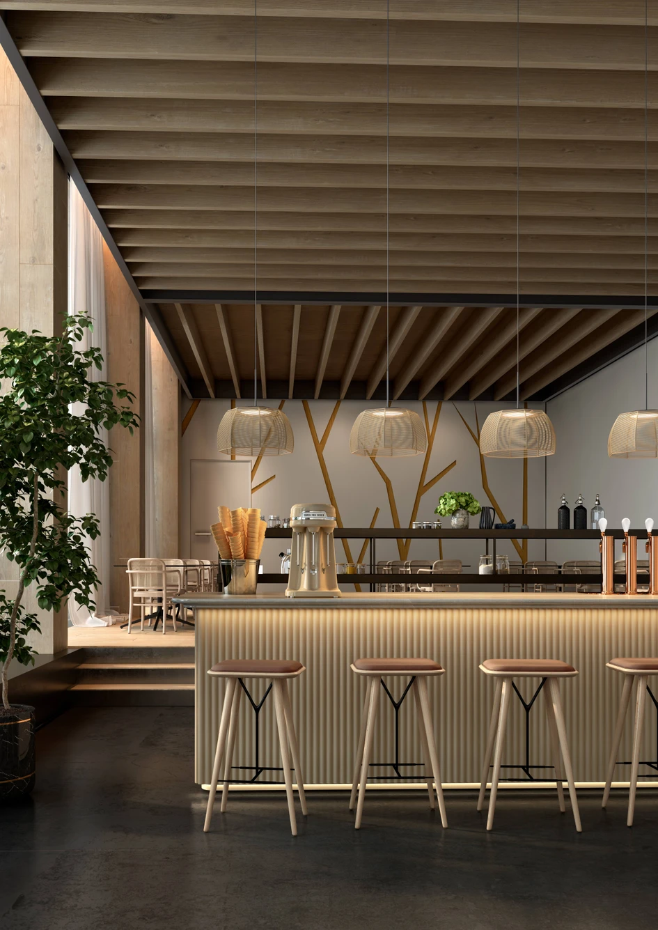 Die leichte und dezente Leuchte Tanit von Bover verfügt über einen handgewebten Schirm aus dünner gewachster Baumwollkordel. Das horizontale Lichtsieb erzeugt einen subtilen Moiré-Effekt