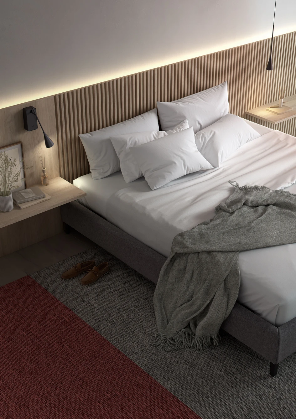 Skybell Plus ist essentiell, elegant und diskret: Versehen mit einem schlanken Schirm ist sie als intime, atmosphärische Lichtquelle gedacht