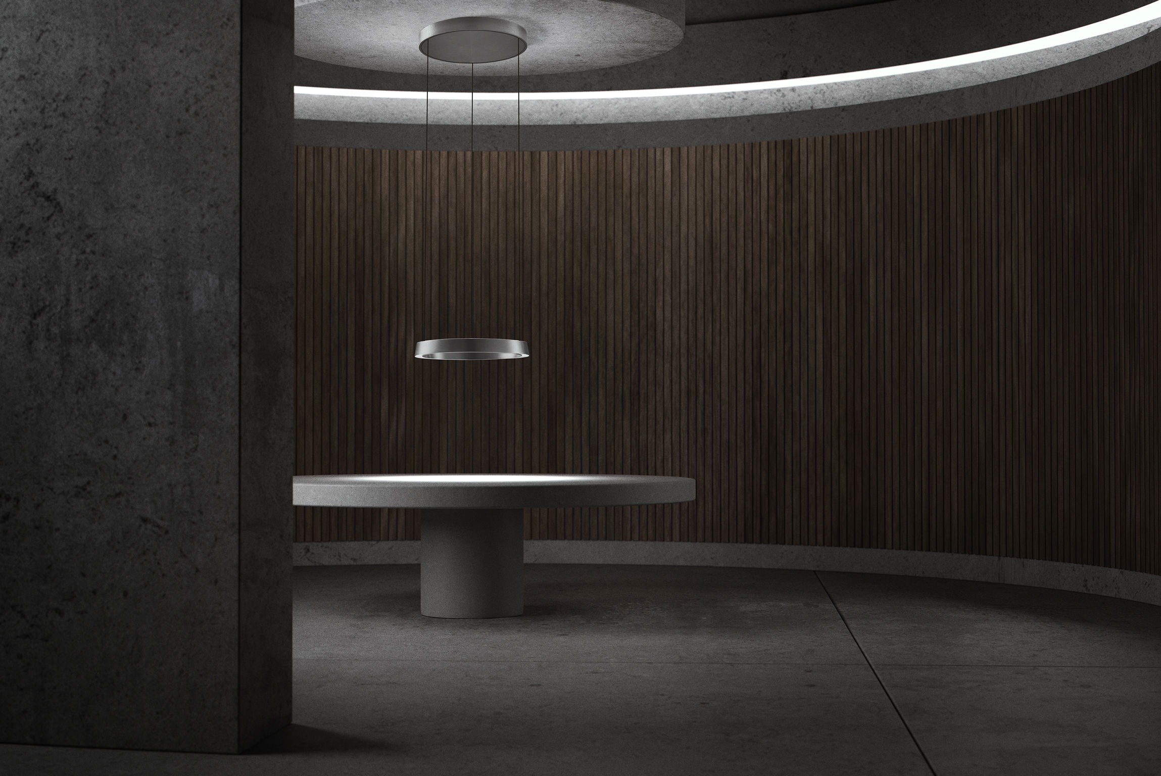 The Infinity Lighting System light rings by Centrsvet (top) can be fitted individually or as a group with spotlights or as general lighting. Edge by Light-Point (above) provides atmospheric direct and indirect light