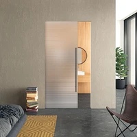 Minimalism thanks to frameless design: Belport is also available with a glass door leaf in addition to wooden door leaves. A retractable damper ensures gentle and automatic closing over the last few centimetres