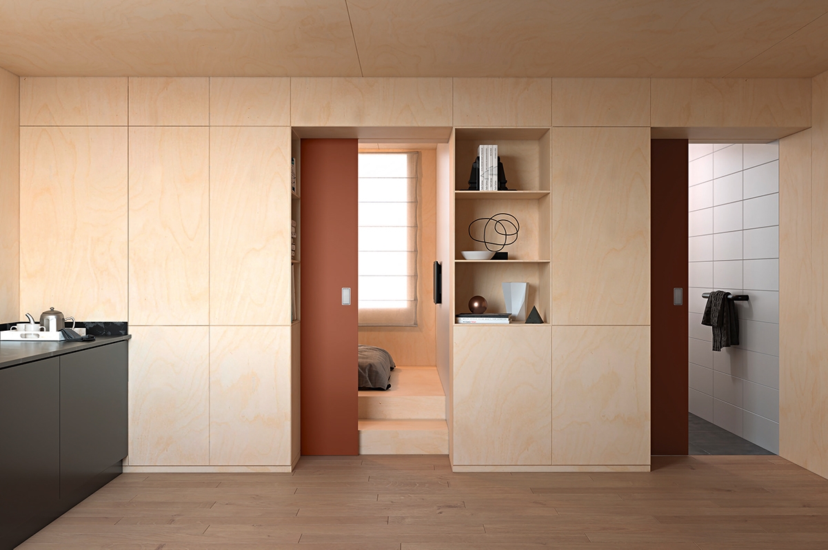 They don't have to hide, but they can: with space-saving sliding doors from Wingburg’s Belport series, which run in the wall, architects and interior designers can easily respond to compact floor plans