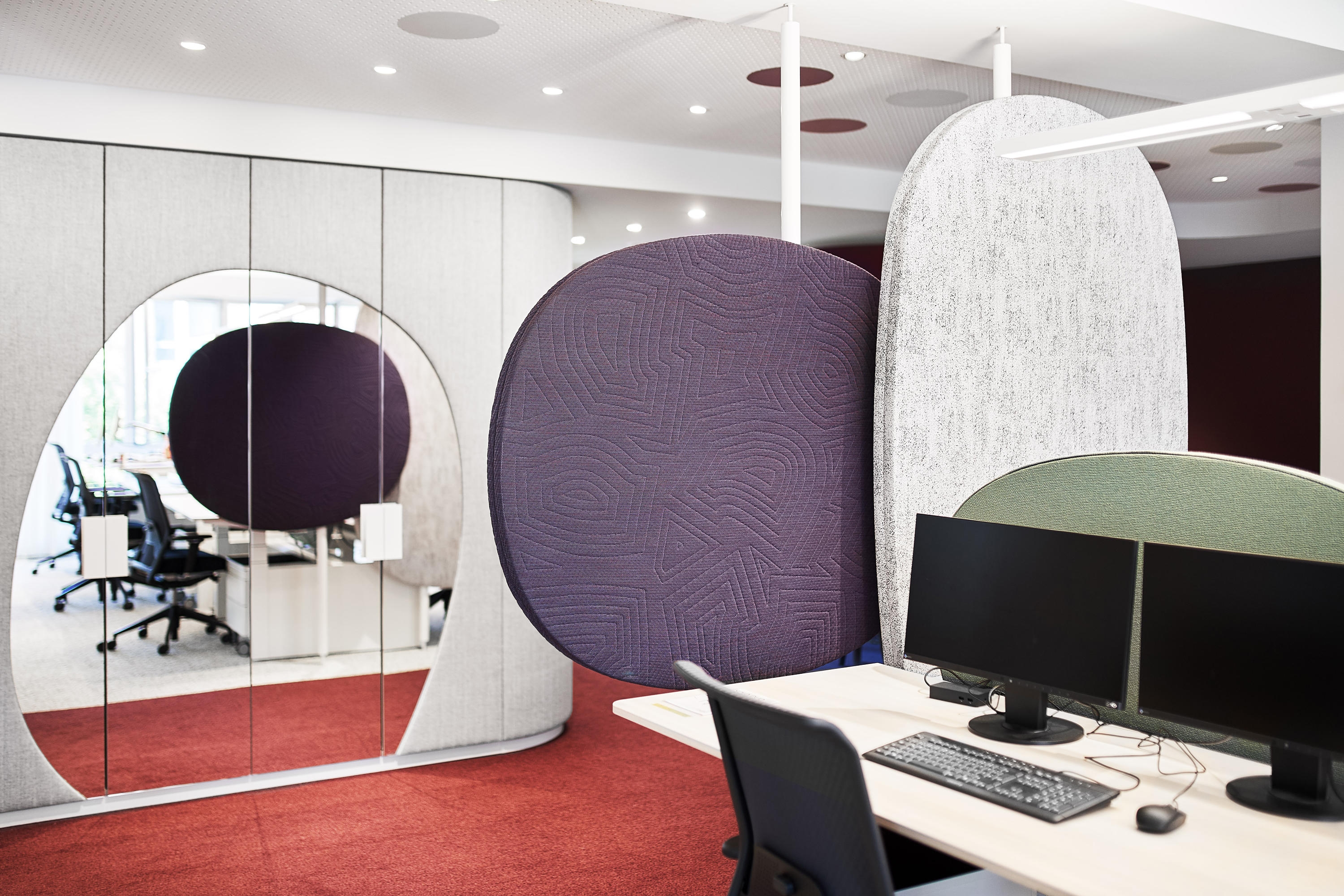 Ippolito Fleitz Group's Aktion Mench Headquarters in Bonn is a textile-rich interior that revels in the fabric’s haptic qualities and polychromy. Photos: Philip Kottlorz