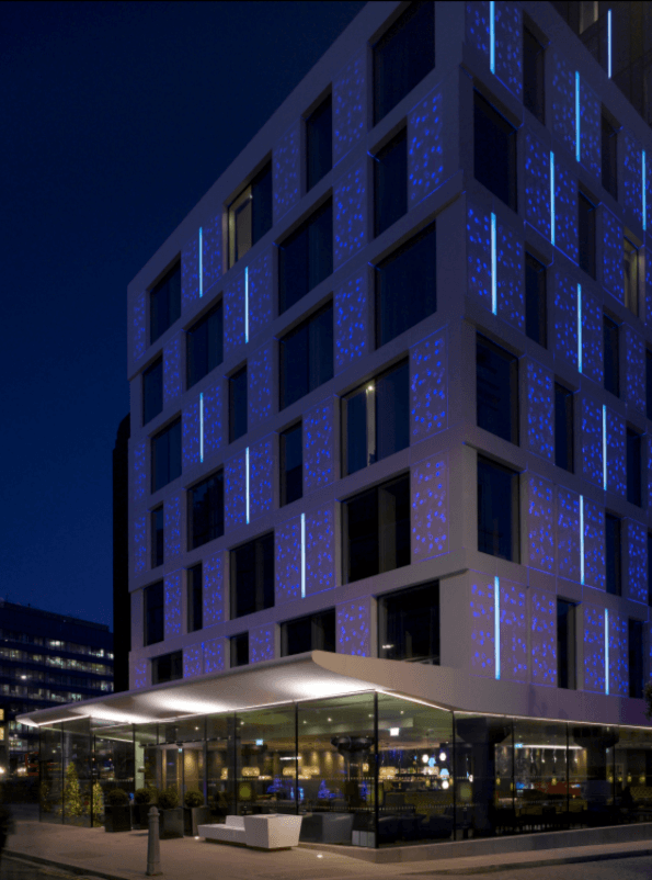 Top: formparts, The Corniche by Rieder. Middle: concrete skin by Rieder for the Zaragoza Bridge Pavillon. Above: Corian by DuPont for Motel One 