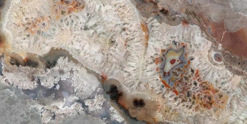 Tecnografica’s high quality digital printing reveals the colours, textures and details of natural minerals. Pictured here, two close-ups of the Quartz Wood variation
