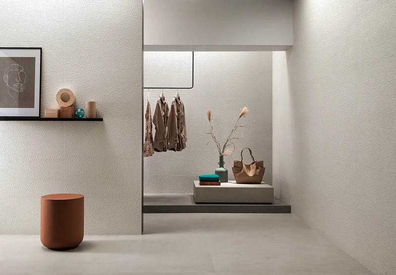 The ceramic tiles suit residential and commercial settings alike. They work well in hotels, bars and public spaces – anywhere, according to Lissoni, where surfaces are caressed by light