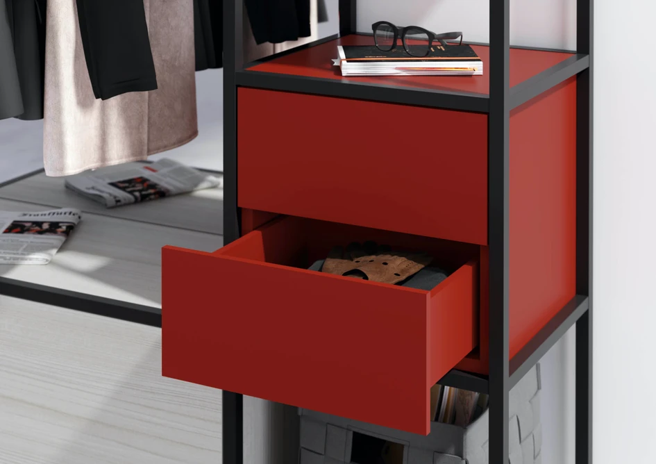 Auch als vollwertige Garderobe lässt sich Creo einsetzen: Schuhe, Schals, Regenschirme, Handschuhe und andere Kleidungsstücken finden so einen Platz, der der praktischen Aufbewahrung dient und gleichzeitig Ruhe und Klarheit ausstrahlt