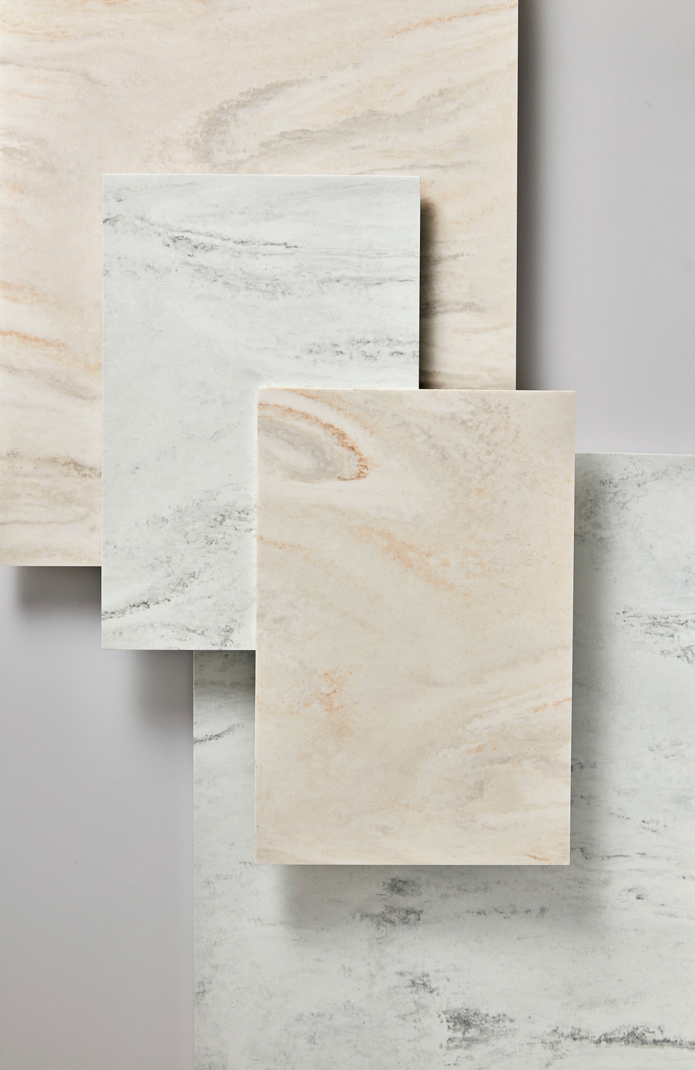 The two new colours of the Carrara aesthetic of Corian® Solid Surface