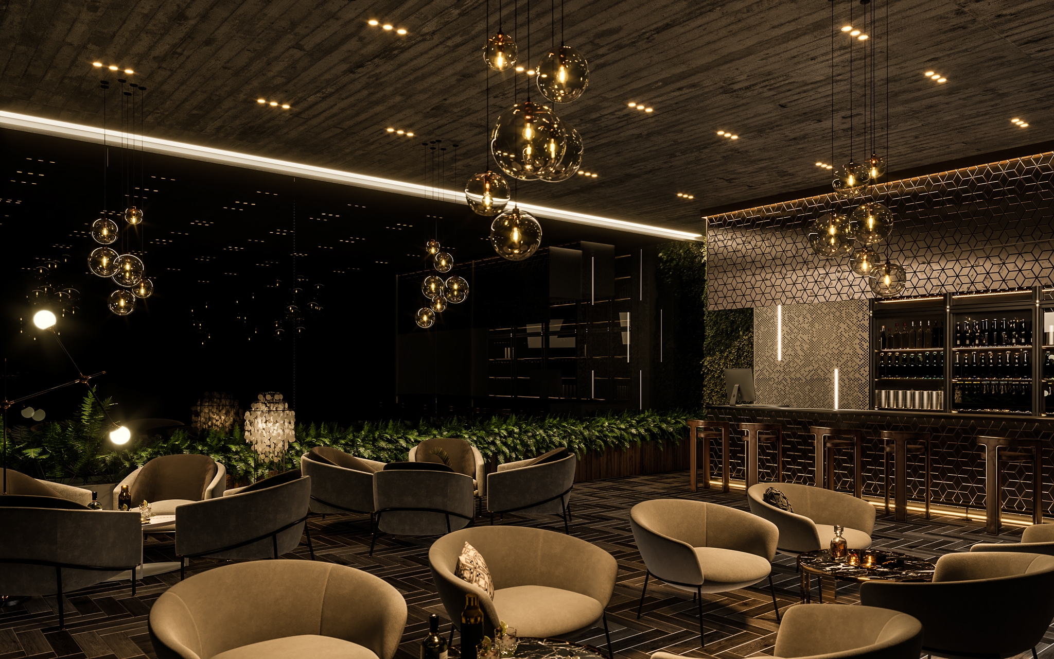 The Mirrorglass from Ettlin Lux used here can also be used as wall cladding – for example in shops, bars or hotel lobbies. In this way, a room is visually enlarged and at the same time shines in a new light