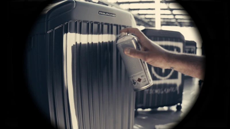 Artist Francesco Carrasso at work customising the limited edition suitcases