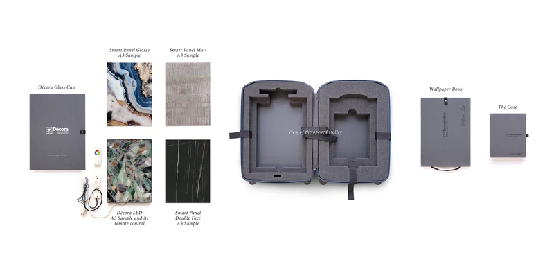 The design assets are neatly organised inside the suitcase, waiting to be smoothly unpacked