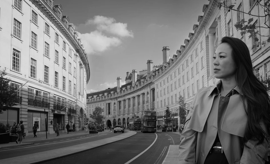 Dara Huang liebt es, wie die geschwungene Reihe von Fassaden, die die Londoner Regent Street säumen, einen Ausschnitt des Himmels darüber einrahmen