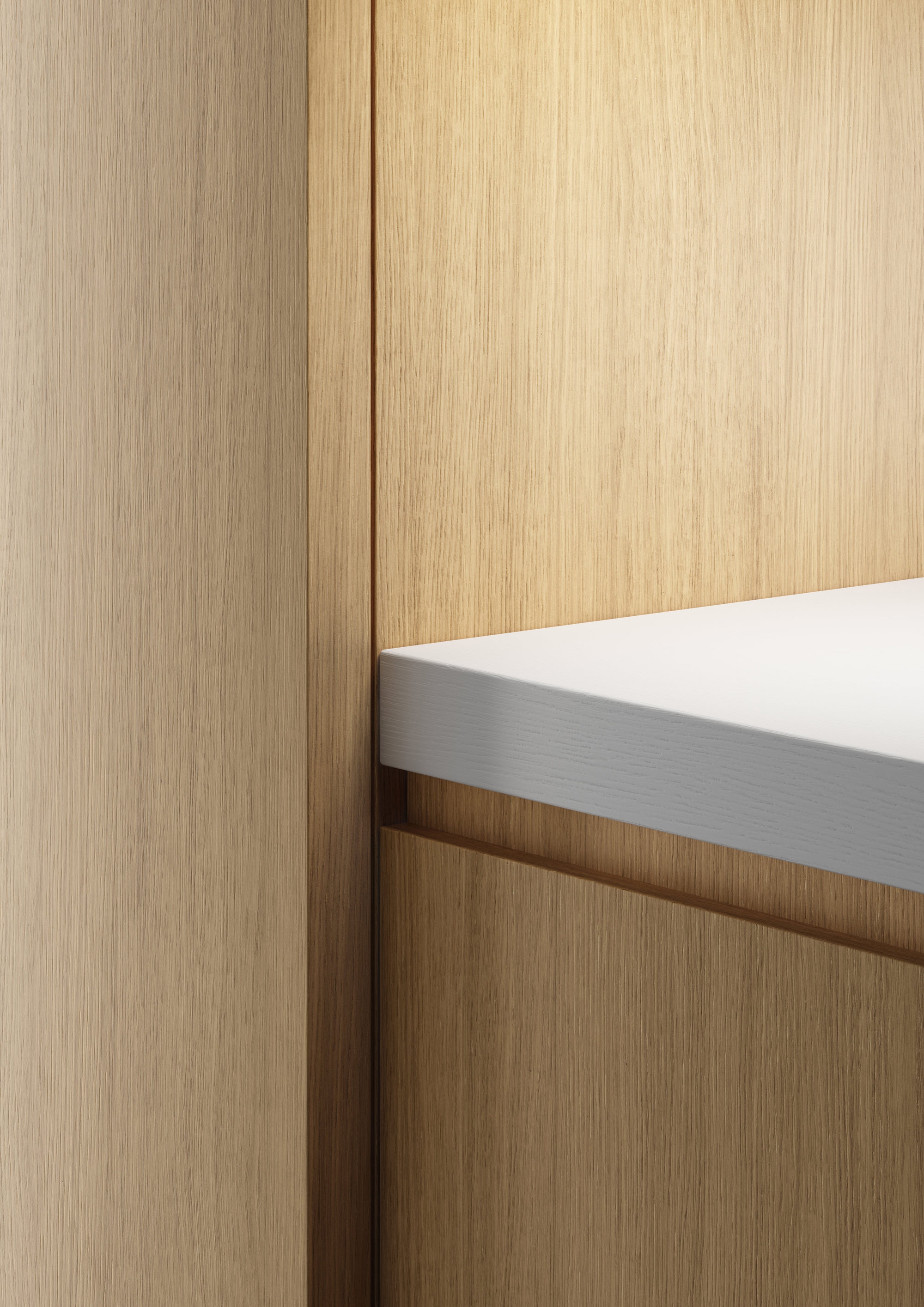 Above: Detail of the UNILIN Master Oak Natural Light and Master Oak Natural with the Master Oak structure. Below: Combination of the UNILIN Master Oak Natural and UNILIN Master Oak White with Master Oak structure