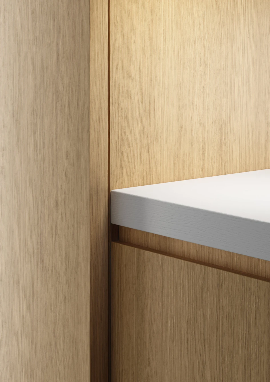 Above: Detail of the UNILIN Master Oak Natural Light and Master Oak Natural with the Master Oak structure. Below: Combination of the UNILIN Master Oak Natural and UNILIN Master Oak White with Master Oak structure