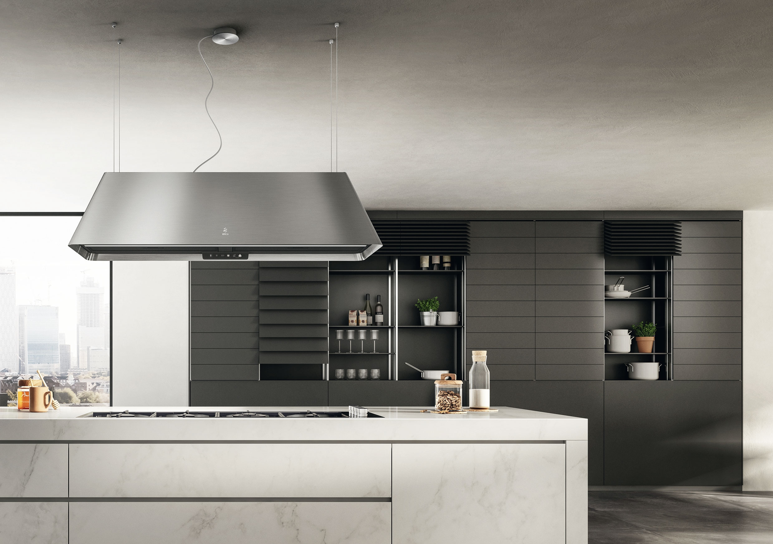 Elica's Ikona Maxxi Pure combines a cooker hood and air purifier in a single unit. This not only eliminates unpleasant fumes when cooking, but also relieves allergic symptoms, for example