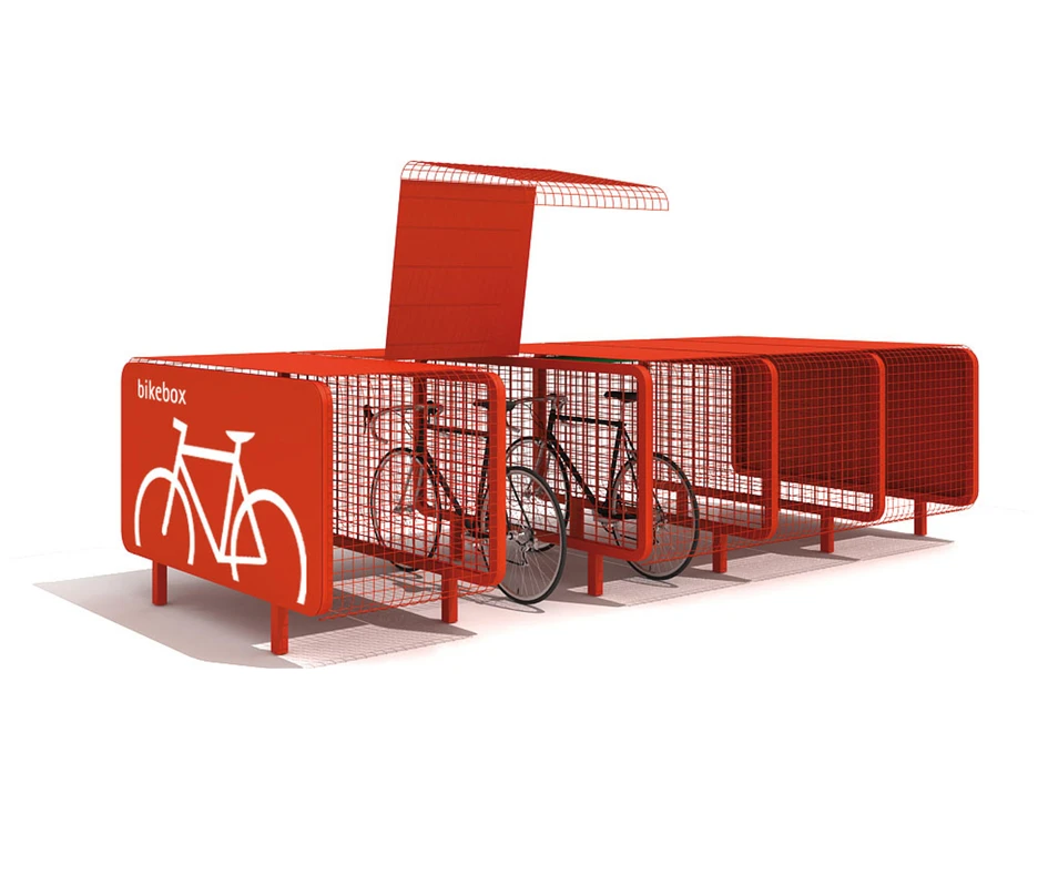 Individuelle Boxen von Metalco bieten eine sichere Fahrradaufbewahrung für freistehende Häuser, während modulare Versionen Mehrfamilienhäuser oder Strassen versorgen können